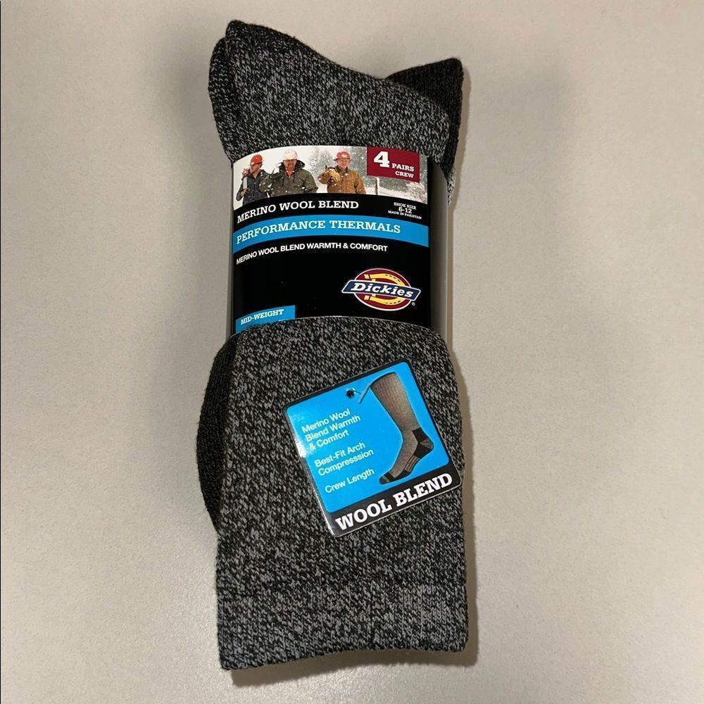 Dickies Heather Gray Green Arch Compression Crew Merino Wool Blend Work Socks